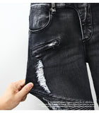 Jeans slim griffé grunge anthracite - Pantalons - THE FASHION PARADOX