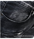 Jeans slim griffé grunge anthracite - Pantalons - THE FASHION PARADOX
