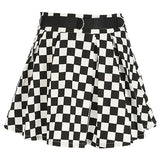 Jupe patineuse évasée à damier avec ceinture noire - Jupes - THE FASHION PARADOX