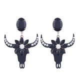 Boucles d'oreille tête de buffle, strass noir, rose, blanc, orange ou bleu - BIJOUX - THE FASHION PARADOX