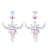 Boucles d'oreille tête de buffle, strass noir, rose, blanc, orange ou bleu - BIJOUX - THE FASHION PARADOX