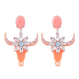 Boucles d'oreille tête de buffle, strass noir, rose, blanc, orange ou bleu - BIJOUX - THE FASHION PARADOX