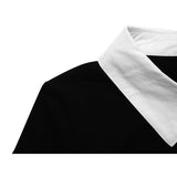 Robe mi-longue noire style witch à col blanc - Robes - THE FASHION PARADOX