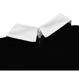 Robe mi-longue noire style witch à col blanc - Robes - THE FASHION PARADOX