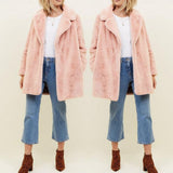 Manteau veste en fausse fourrure rose pastel ou noire-Vestes et manteaux-THE FASHION PARADOX