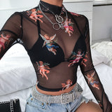 Sous-pull grunge en résille noire anges gardiens - Top - THE FASHION PARADOX