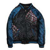 Bombers oversize vert et noir en satin brodé carpe koï, fleurs de cerisier - Vestes et manteaux - THE FASHION PARADOX