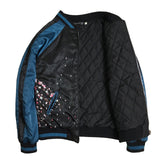 Bombers oversize vert et noir en satin brodé carpe koï, fleurs de cerisier - Vestes et manteaux - THE FASHION PARADOX