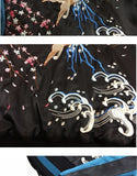 Bombers oversize vert et noir en satin brodé carpe koï, fleurs de cerisier - Vestes et manteaux - THE FASHION PARADOX