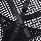 Body noire transparent en résilles et lanières harnais-THE FASHION PARADOX