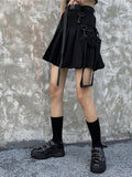 Jupe noire sportwear street style coréen poches et lanières-Jupes-THE FASHION PARADOX