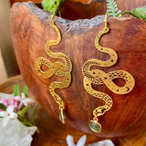 Boucles d'oreille witchcraft serpent doré et quartz vert-BIJOUX-THE FASHION PARADOX