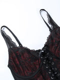 Crop top gothique witch corset bordeaux dentelle noire-THE FASHION PARADOX
