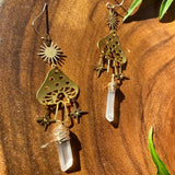Boucles d'oreille witchcraft champignon et cristal quartz blanc-BIJOUX-THE FASHION PARADOX