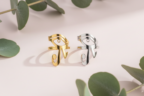 Bague Talisman Oeil d'Horus dorée ou argentée unisexe