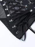Crop top noir gothique à lacets corsetés-Top-THE FASHION PARADOX