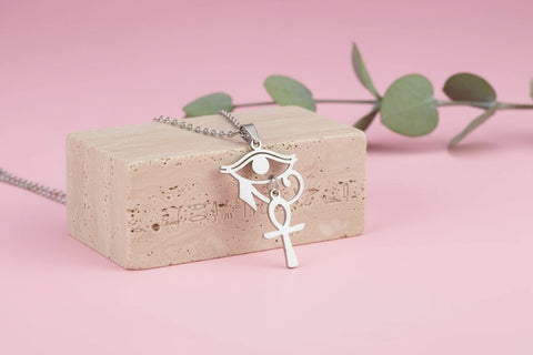 Collier Oeil d'Horus, Oeil d'Oudjat et croix ankh égyptienne articulé-BIJOUX-THE FASHION PARADOX