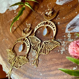 Boucles d'oreille papillon lune et pierre cristal dorés-BIJOUX-THE FASHION PARADOX