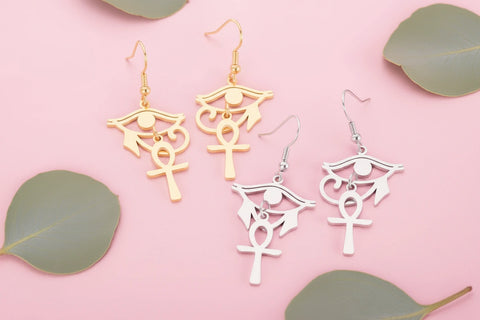 Boucles d'Oreille Oeil d'Horus Oeil d'Oudjat et croix ankh egyptienne-BIJOUX-THE FASHION PARADOX