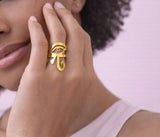 Bague Talisman Oeil d'Horus dorée ou argentée unisexe