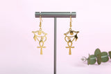 Boucles d'Oreille Oeil d'Horus Oeil d'Oudjat et croix ankh egyptienne