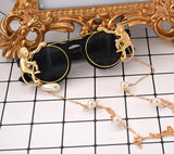 Lunettes de soleil "monkeys" vintages verres ronds avec chainette et perles - Lunettes - THE FASHION PARADOX