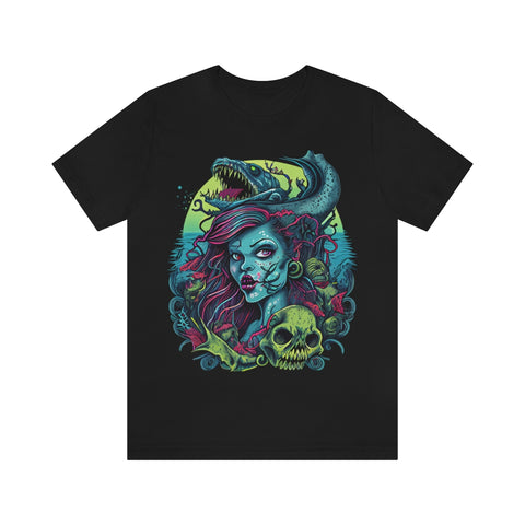 T shirt noir imprimé Sirène Zombie grunge-T-Shirts-THE FASHION PARADOX