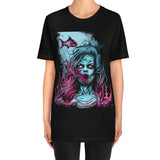 T-shirt noir unisexe sirène zombie grunge imprimé-T-Shirts-THE FASHION PARADOX