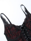 Crop top gothique witch corset bordeaux dentelle noire-Top-THE FASHION PARADOX