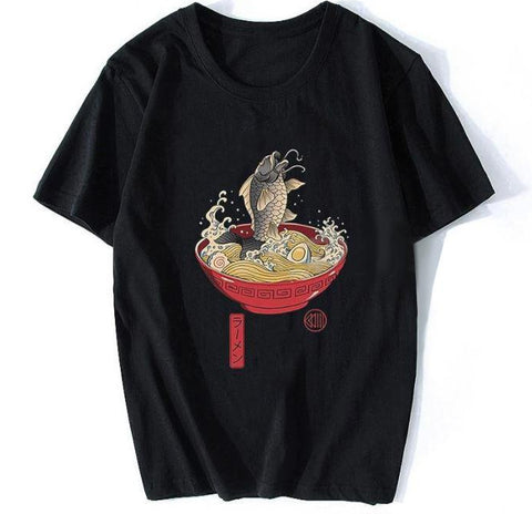 T-shirt noir unisexe fun bowl carpe koi japonaise-T-Shirts-THE FASHION PARADOX