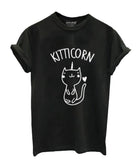 T-shirt noir blanc rose ou bordeaux chaton licorne - T-Shirts - THE FASHION PARADOX