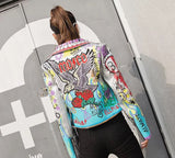 Veste perfecto coloré argent métalisé imprimé street art - Vestes et manteaux - THE FASHION PARADOX