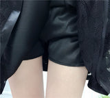 Jupe short noire taille haute patineuse bi matière dentelle-Jupes-THE FASHION PARADOX