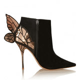 Bottines escarpins noir en cuir talons aiguilles ailes de papillon-Chaussures-THE FASHION PARADOX