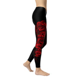 Leggings noir goth witch motif roses rouges sur la cuisse-Leggings et collants-THE FASHION PARADOX