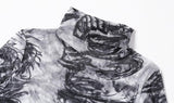Robe blanche moulante en resilles imprimée dragons noirs - Robes - THE FASHION PARADOX