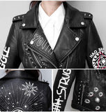 Veste perfecto punk rock grunge motif blancs imprimés - Vestes et manteaux - THE FASHION PARADOX