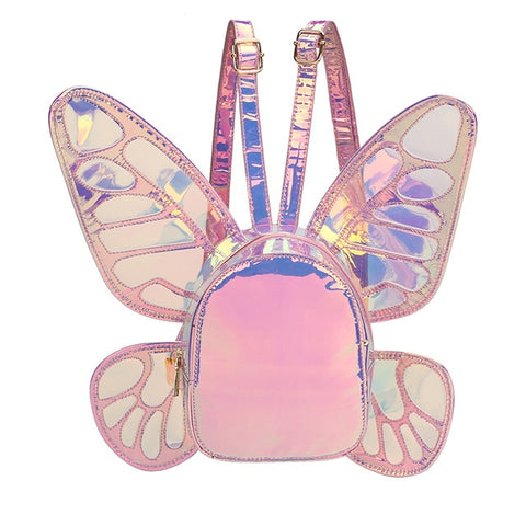 Mini sac à dos rose holographique ailes de papillons - Accessoires - THE FASHION PARADOX