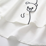 Chemisier blouse blanche kawaii coupe droite brodée panda lapin-THE FASHION PARADOX