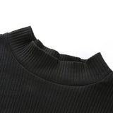 Crop top t-shirt noir rock gothique en maille cotellée et resille-T-Shirts-THE FASHION PARADOX