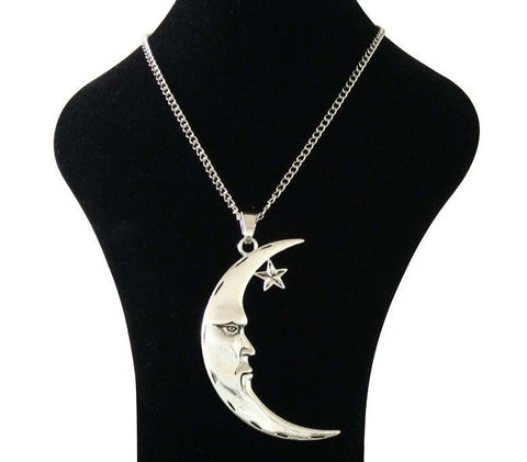 Collier witch grand pendentif croissant de lune étoile argentés-BIJOUX-THE FASHION PARADOX