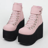 Chaussures pastel goth rose noire plateformes similicuir-Chaussures-THE FASHION PARADOX