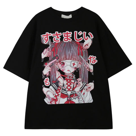 T-shirt noir ou blanc manga egirl weeb motif japonais-T-Shirts-THE FASHION PARADOX