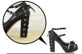 Chaussures lolita talon dentelle laçage noir rose-Chaussures-THE FASHION PARADOX