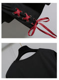 Tenue t-shirt et jupe japonaise noire et rouge kumiho-Robes-THE FASHION PARADOX