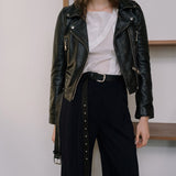 Blouson noir perfecto similicuir col large et ceinture - Vestes et manteaux - THE FASHION PARADOX