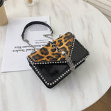Petit sac à main rectangulaire noir et imprimé léopard verni-Accessoires-THE FASHION PARADOX