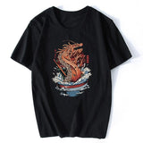 T-shirt noir unisexe motif fun japonais dragon-T-Shirts-THE FASHION PARADOX