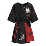 Tenue t-shirt et jupe japonaise noire et rouge kumiho-Robes-THE FASHION PARADOX
