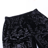 Pantalon velours évasé noir gothique motif pattes d'eph - Pantalons - THE FASHION PARADOX